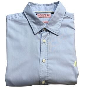 PINK Thomas Pink Shirt Men's Light Blue Slim Casual Embroidered Logo XL